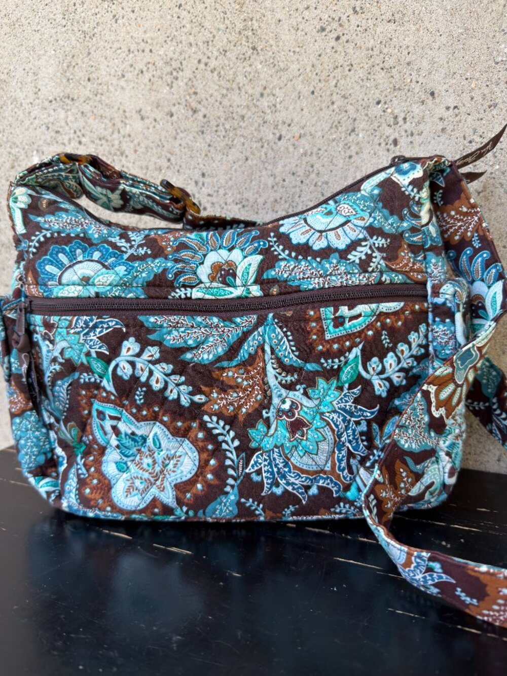 Vera Bradley On the Go JAVA BLUE crossbody bag hobo shoulder purse - Picture 8 of 13